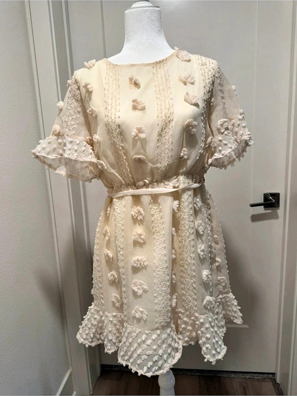 &merci & Floral Appliqué Mini Dress Large